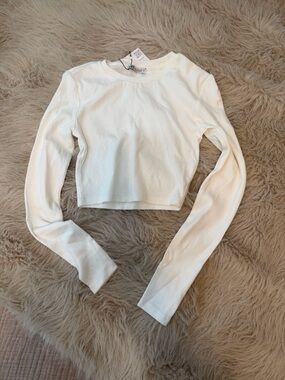 Zara Cropped Long Sleeve Top - White
